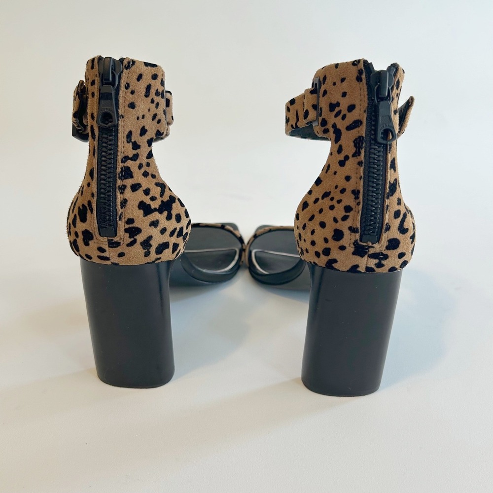Rag & Bone Cheetah Print Leather Heels Women 6 US Block Heel Square Toe - Picture 3 of 8